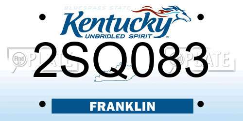 2SQ083 Kentucky License Plate