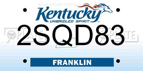 2SQD83 Kentucky License Plate