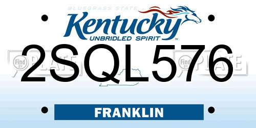 2SQL576 Kentucky License Plate