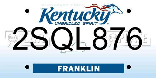 2SQL876 Kentucky License Plate
