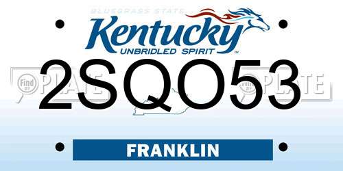 2SQO53 Kentucky License Plate