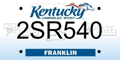 2SR540 Kentucky License Plate