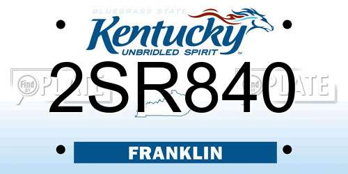 2SR840 Kentucky License Plate