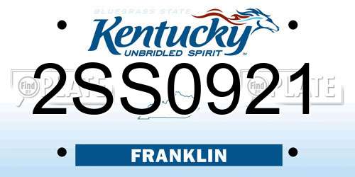 2SS0921 Kentucky License Plate