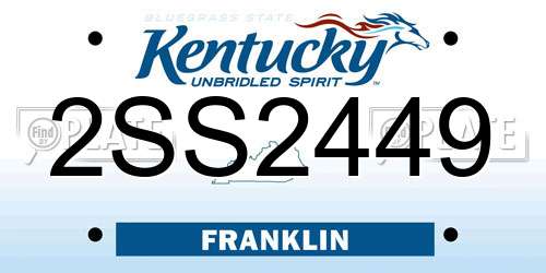 2SS2449 Kentucky License Plate