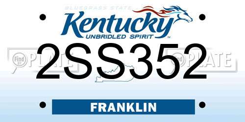 2SS352 Kentucky License Plate