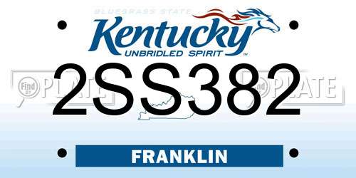 2SS382 Kentucky License Plate
