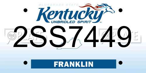 2SS7449 Kentucky License Plate