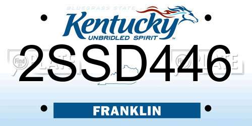 2SSD446 Kentucky License Plate