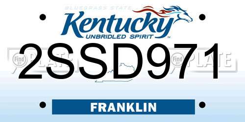 2SSD971 Kentucky License Plate