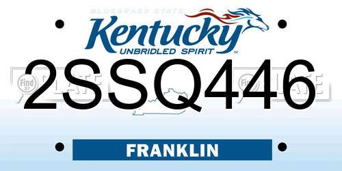 2SSQ446 Kentucky License Plate
