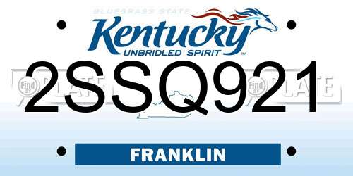 2SSQ921 Kentucky License Plate