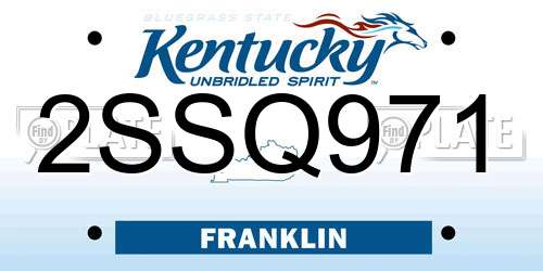 2SSQ971 Kentucky License Plate
