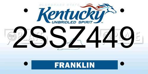 2SSZ449 Kentucky License Plate