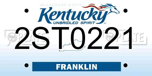 2ST0221 Kentucky License Plate