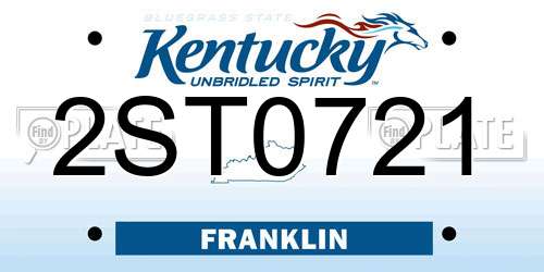2ST0721 Kentucky License Plate