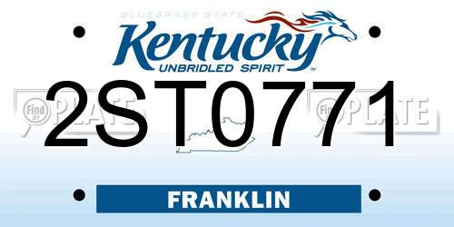 2ST0771 Kentucky License Plate