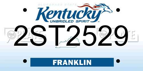 2ST2529 Kentucky License Plate