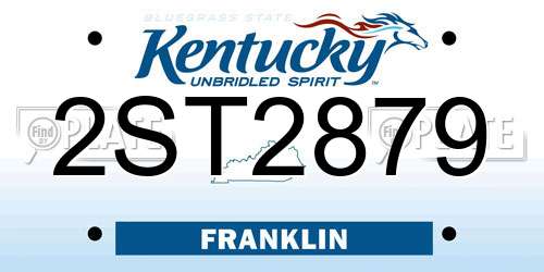 2ST2879 Kentucky License Plate