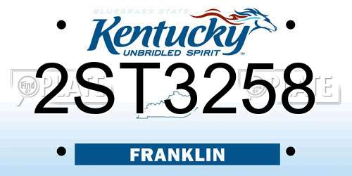 2ST3258 Kentucky License Plate