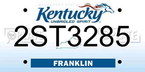 2ST3285 Kentucky License Plate