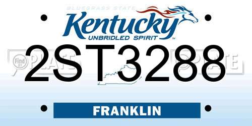 2ST3288 Kentucky License Plate