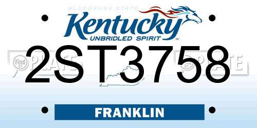 2ST3758 Kentucky License Plate