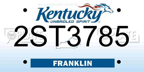2ST3785 Kentucky License Plate