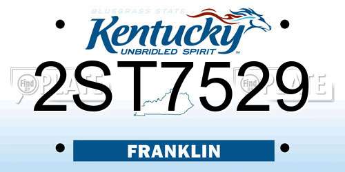 2ST7529 Kentucky License Plate