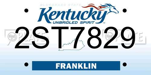 2ST7829 Kentucky License Plate