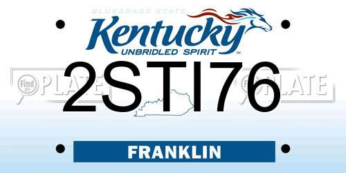 2STI76 Kentucky License Plate