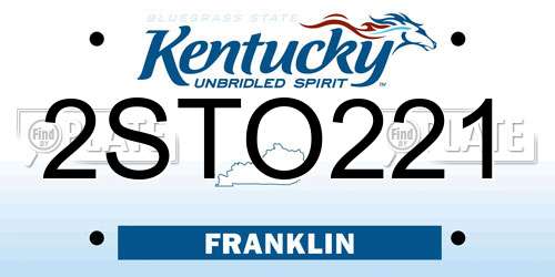 2STO221 Kentucky License Plate