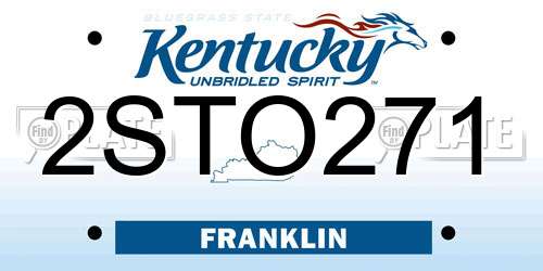 2STO271 Kentucky License Plate