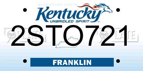 2STO721 Kentucky License Plate