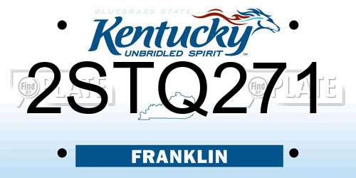 2STQ271 Kentucky License Plate