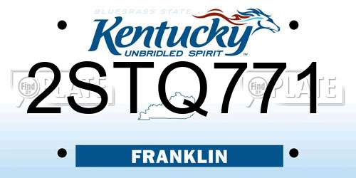2STQ771 Kentucky License Plate