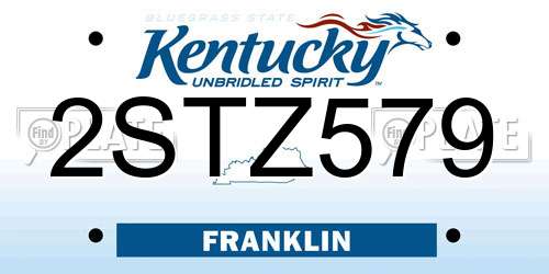 2STZ579 Kentucky License Plate