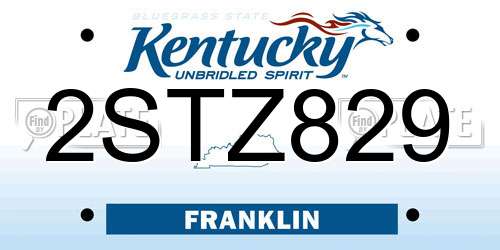 2STZ829 Kentucky License Plate