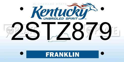 2STZ879 Kentucky License Plate