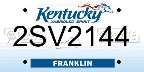 2SV2144 Kentucky License Plate