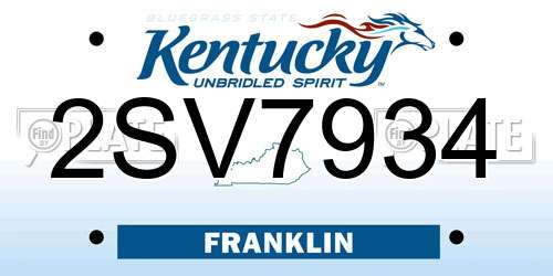 2SV7934 Kentucky License Plate