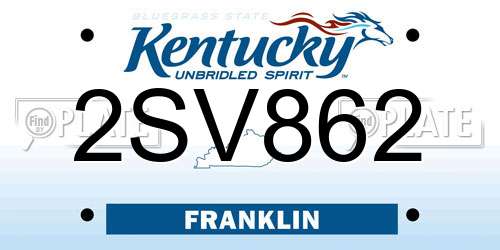 2SV862 Kentucky License Plate