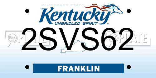 2SVS62 Kentucky License Plate