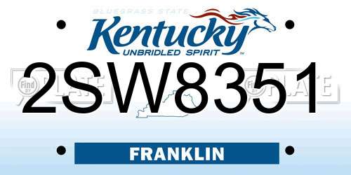 2SW8351 Kentucky License Plate