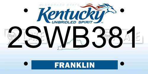 2SWB381 Kentucky License Plate
