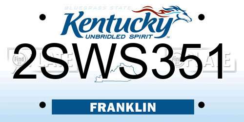2SWS351 Kentucky License Plate