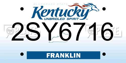 2SY6716 Kentucky License Plate