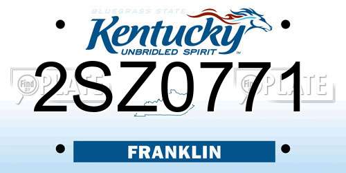 2SZ0771 Kentucky License Plate