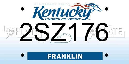 2SZ176 Kentucky License Plate