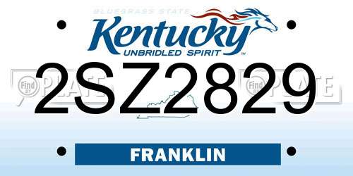 2SZ2829 Kentucky License Plate